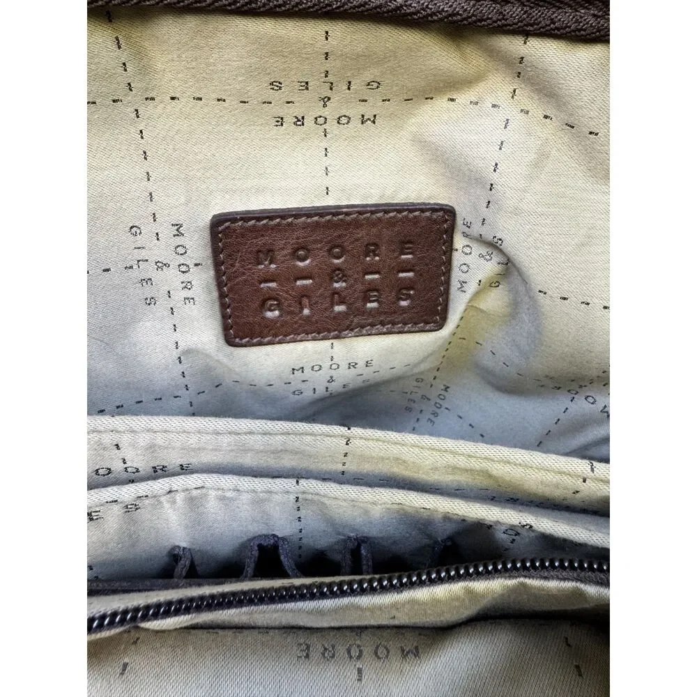MOORE & GILES Genuine Leather Distressed Briefcase/Shoulder Bag Dark Brown